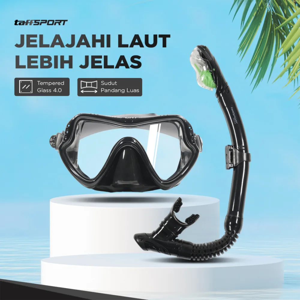 TaffSPORT Kacamata Selam Snorkeling Tempered Glass Diving Mask - AS303JF