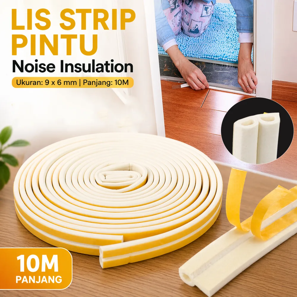 TaffHOME Lis Strip Pintu Door Noise Insulation D Tape 9x6mm 10M - KK-062
