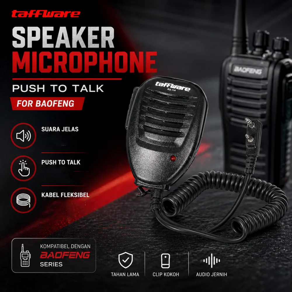 Taffware Speaker Microphone Push To Talk PTT for BAOFENG Walkie Talkie - RS-114