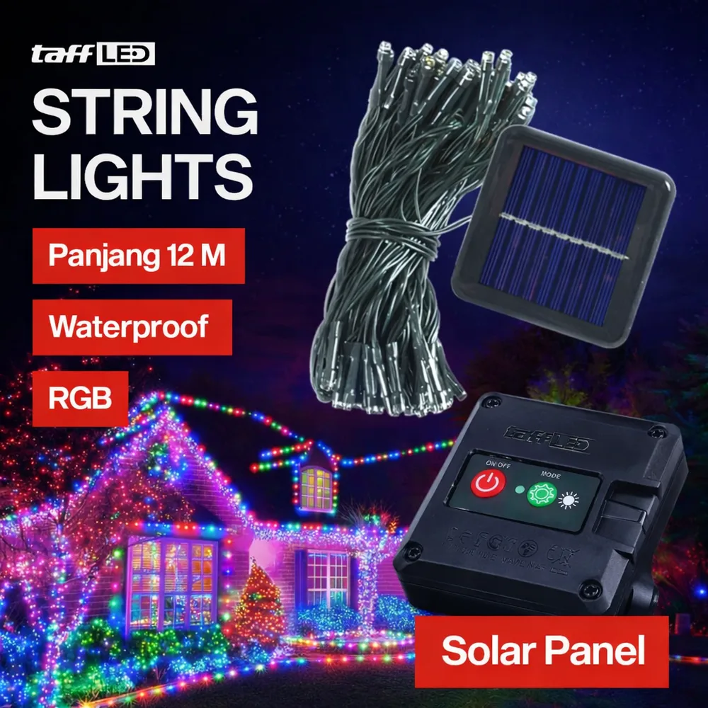 TaffLED Lampu Hias String Lights Solar 12M 100 LED RGB Waterproof - YY-3210
