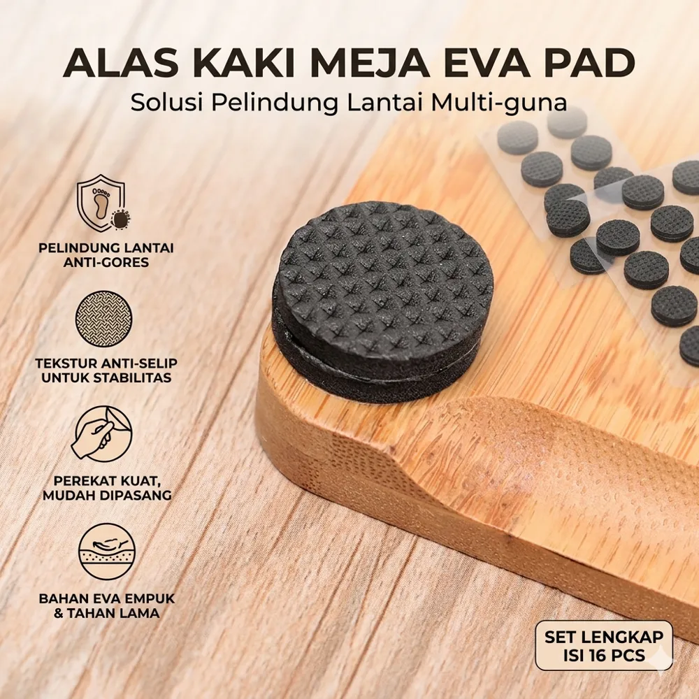 TaffHOME Alas Kaki Meja Lemari Kulkas EVA Foot Pad Model Bulat 16 PCS - NY24