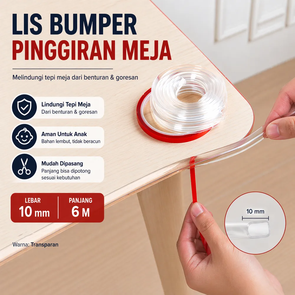 TaffHOME Lis Bumper Strip Pinggiran Meja Edge Corner Guard 10mm 6M