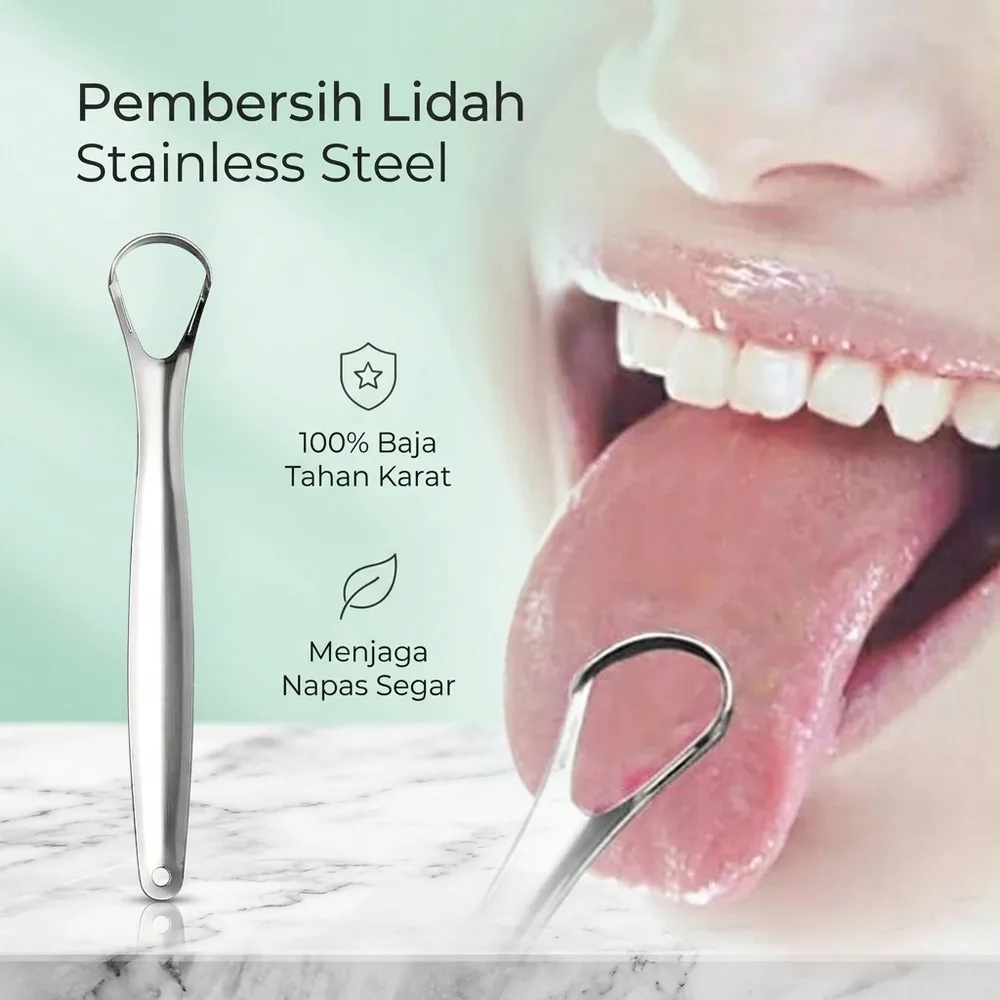 Biutte.co Pembersih Lidah Tongue Oral Scraper Cleaner Stainless Steel - LO13