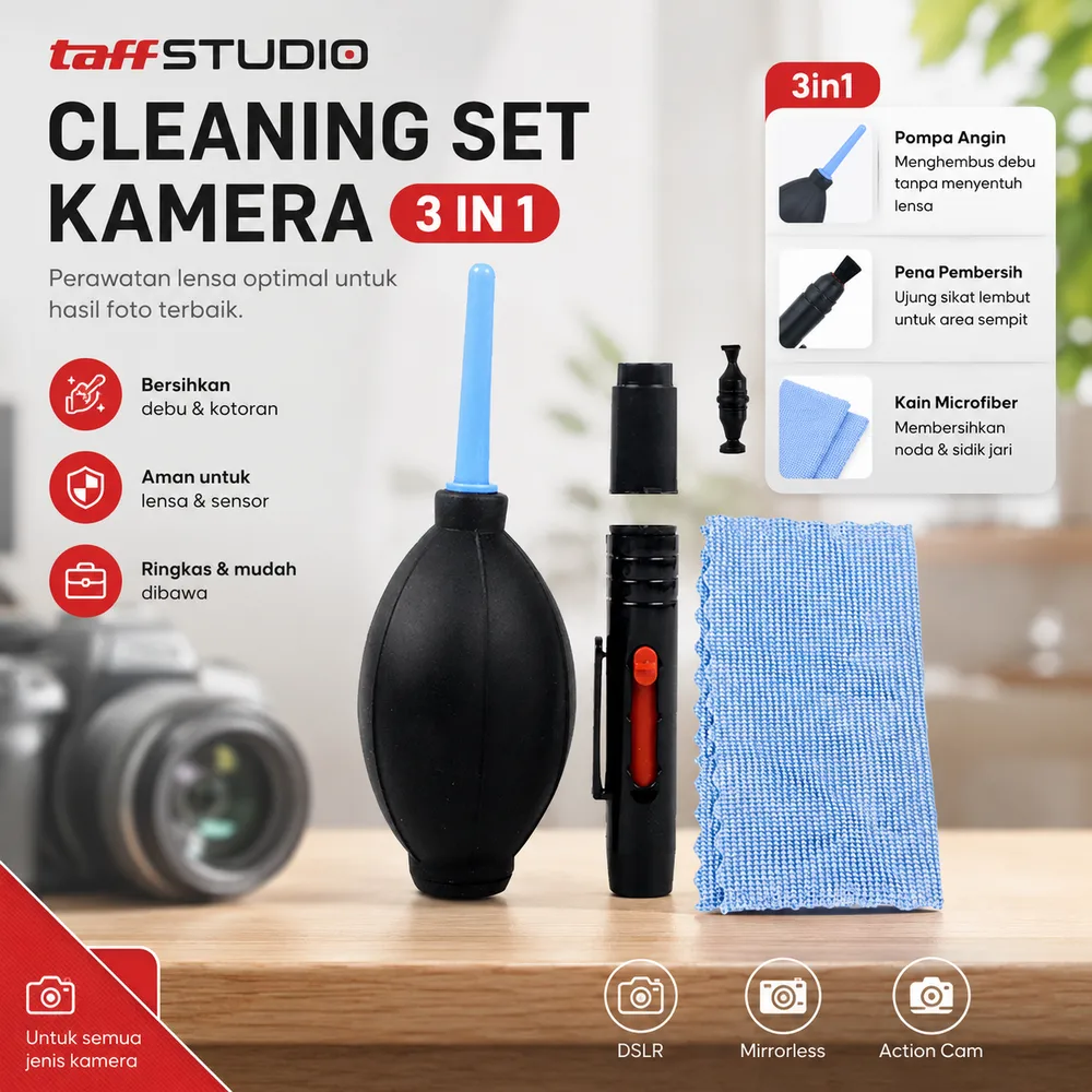TaffSTUDIO Cleaning Set Kamera 3 in 1 Lens Cleaner Blower - LP-1