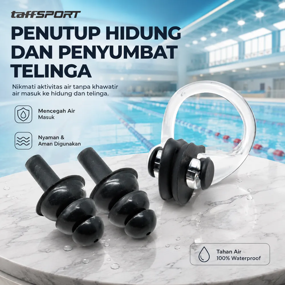 TaffSPORT Penutup Hidung dan Penyumbat Telinga untuk Renang Silikon - WFW051