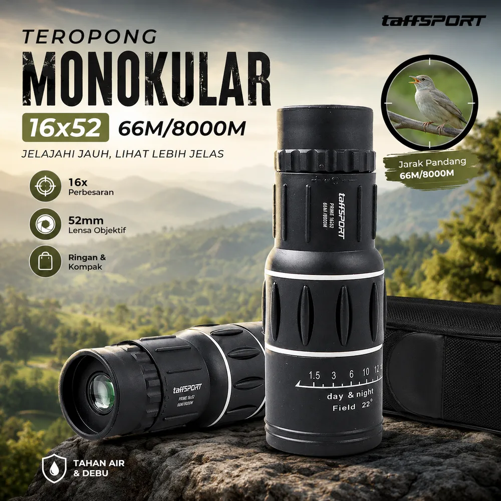 TaffSPORT Prime Teropong Monokular Telescope Outdoor 16x40 - TF16