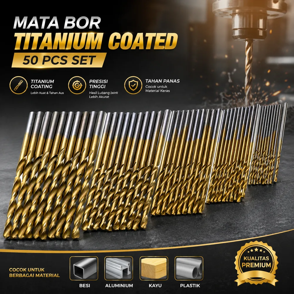 Taffware Mata Bor Power Drill Bits Titanium Coated 50 PCS - DW1361
