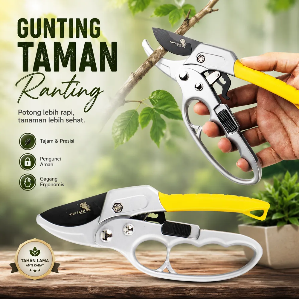 KNIFEZER Gunting Taman Ranting Garden Pruning Shear Scissors - W238