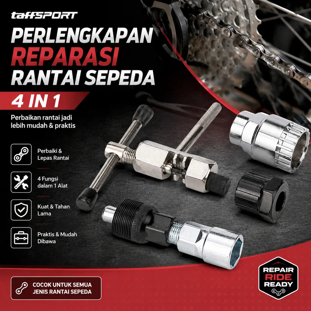 TaffSPORT 4in1 Perlengkapan Reparasi Rantai Sepeda Chain Socket Tool - BT2919