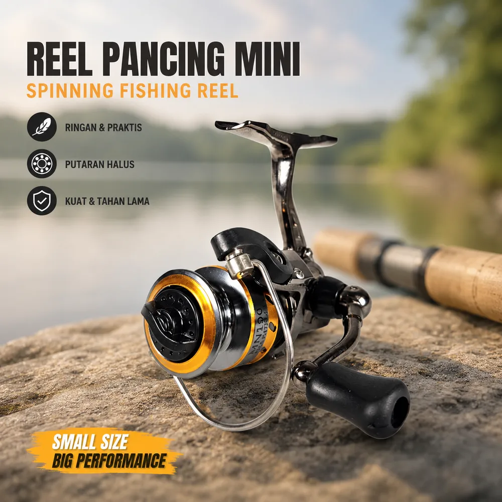 TaffSPORT Reel Pancing Mini Spinning Fishing Reel 4.3:1 100 - MN100